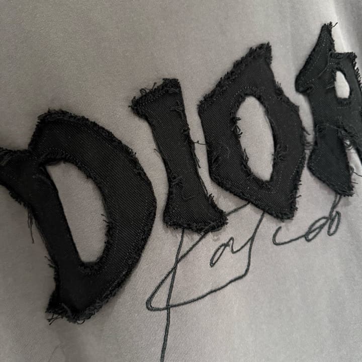 Dior Patch Embroidered Heavyweight T-Shirt in Grey
