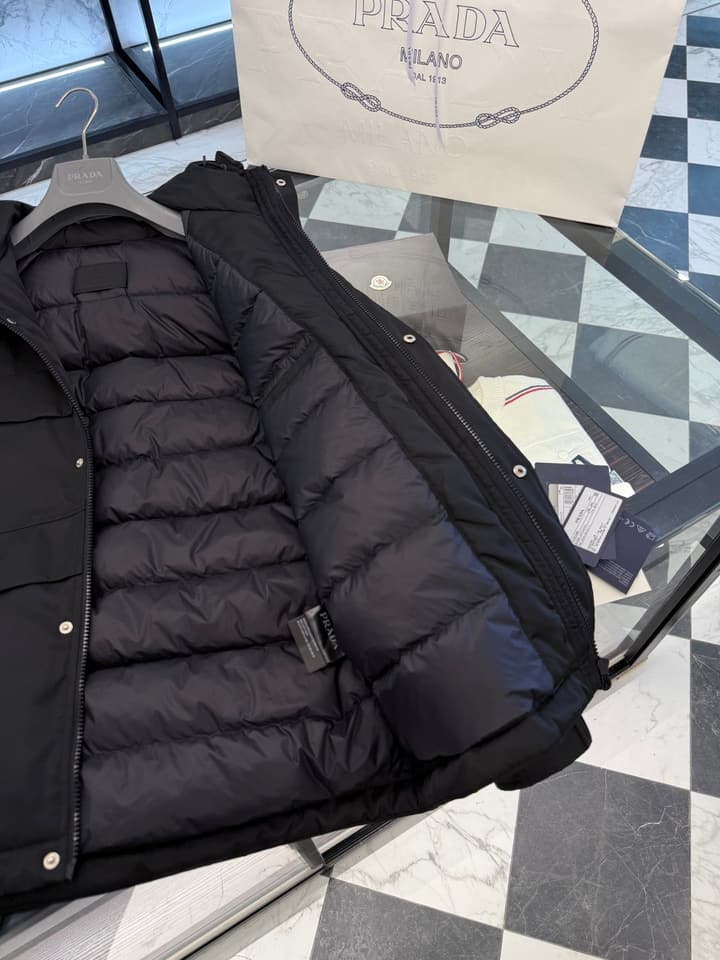 Prada Re-Nylon Classic Down Jacket in Black Re-nylon Down Jacket