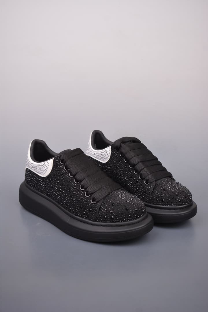 Alexander McQueen Rhinestone Sneakers in All Black Embossed