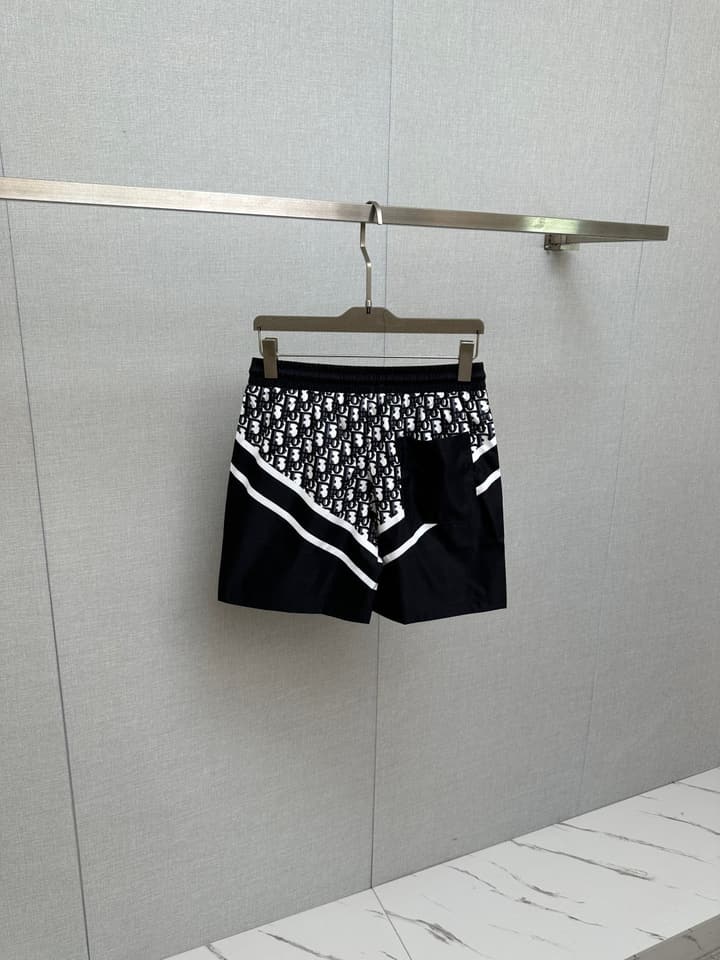 Dior Men's Casual Beach Shorts – 2025SS Collection in Black Dior Band Monogram