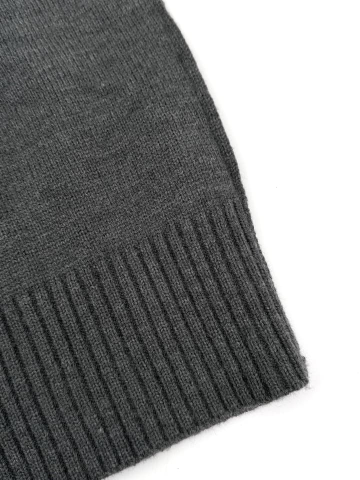 Ami Paris Heart Jacquard Merino Cardigan in Graphite Gray With Red Heart Logo
