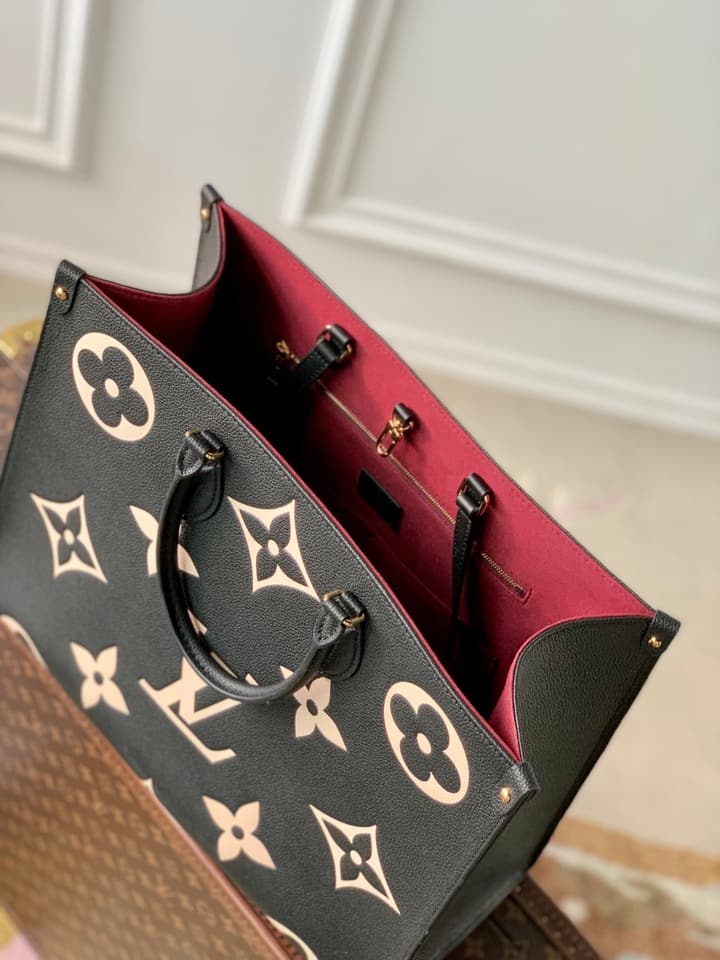 Louis Vuitton OnTheGo Monogram Empreinte Tote in Black Monogram Empreinte With Red Lining