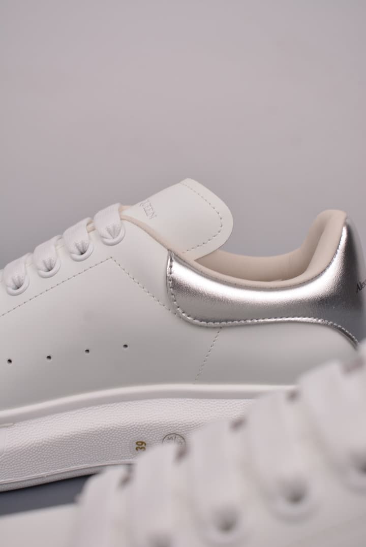 Alexander McQueen Oversized Low-Top Platform Sneakers in White With Dark Heel Tab