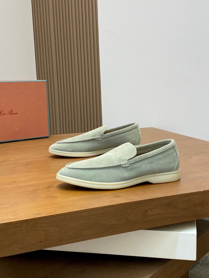 Loro Piana Unisex Suede Leather Loafers in Cream Suede
