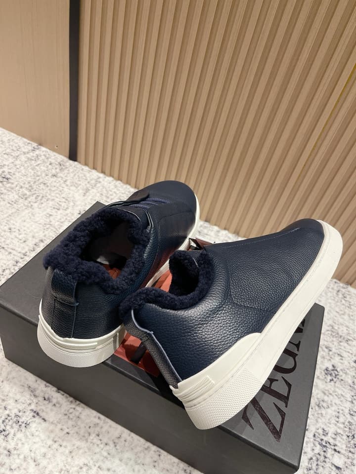 Zegna Triple Stitch Low-Top Casual Shoes – 2025SS in Black Leather