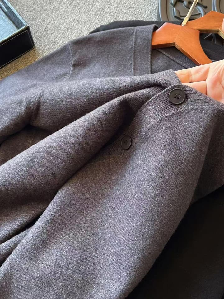 Moncler Merino Wool Knitted Cardigan in Black