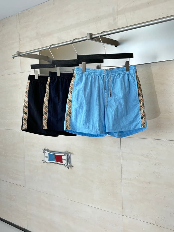 Burberry Nylon Side Check Drawstring Shorts in Black