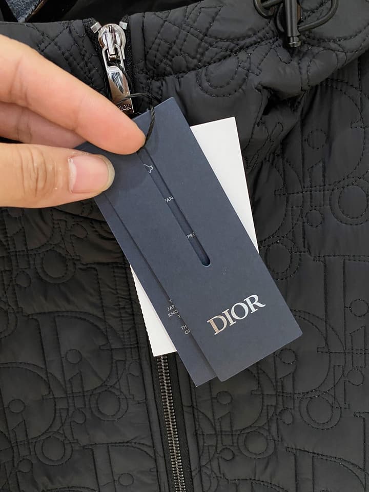 Dior Knit Patchwork Hooded Puffer Jacket – 2025SS in Black Knit Padded Jacket