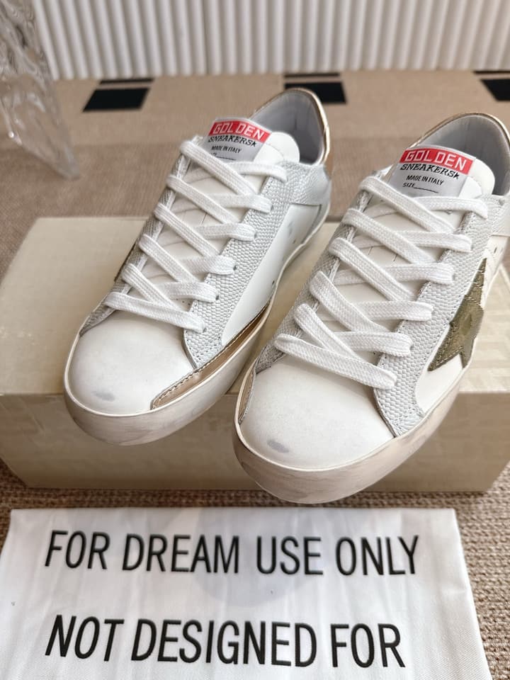 Golden Goose Distressed Leather Sneakers in Dark Green