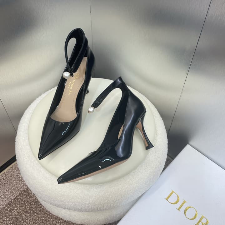 Dior J'ADIOR Jolie Pearl Pointed-Toe Pumps – 2024 Spring/Summer Collection in Glossy Black