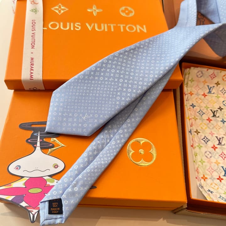 Louis Vuitton Damier Silk Tie in Charcoal Grey