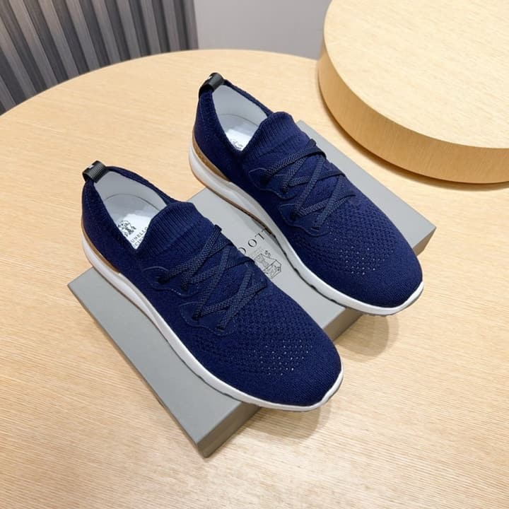 Brunello Cucinelli Men's Flyknit Sneakers – New Collection in Black Smooth