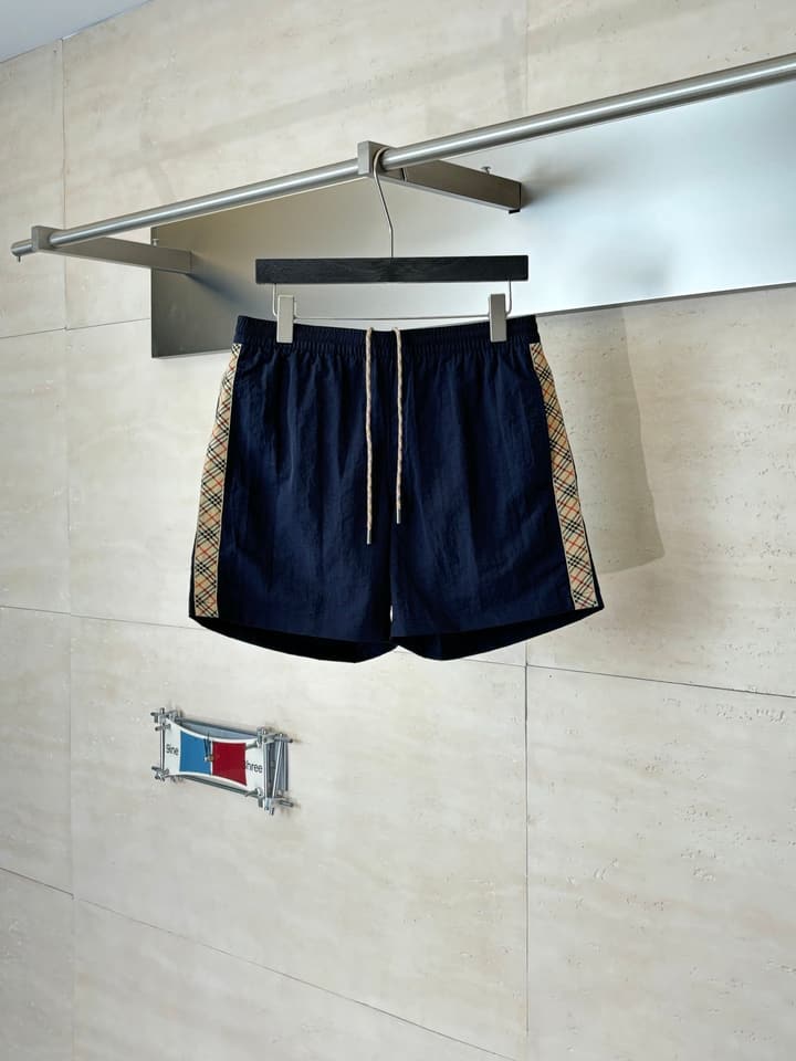 Burberry Nylon Side Check Drawstring Shorts in Black