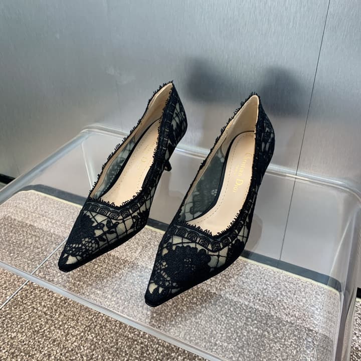 Dior CD Roses Jacquard Embroidery High-Heel Pumps – 2024 Spring/Summer Collection in Sleek Black Patent