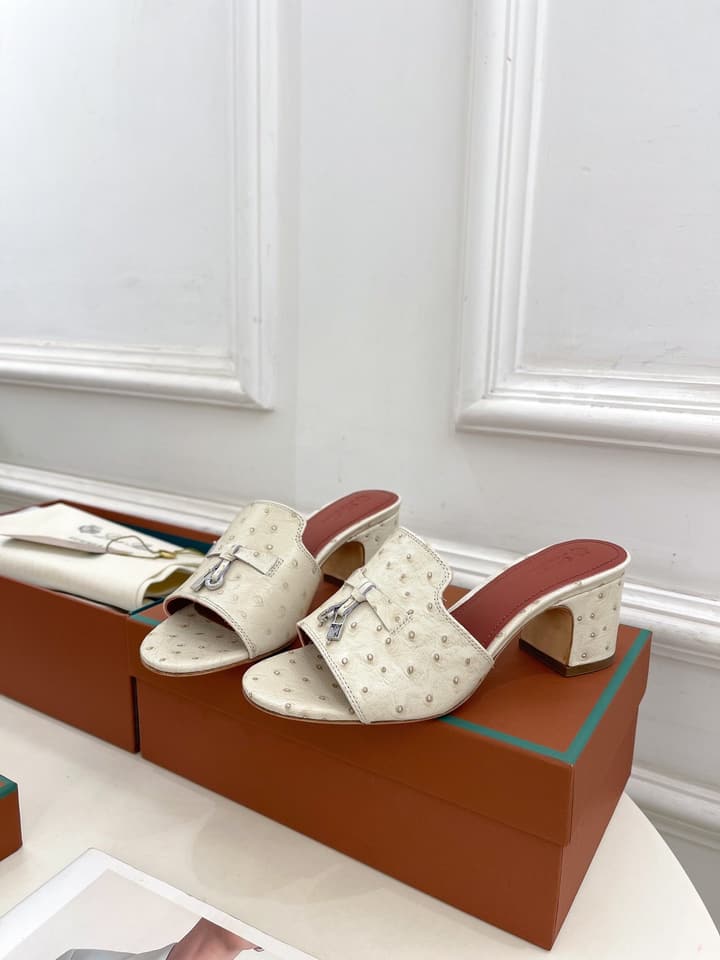 Loro Piana Summer Charms Ostrich Mules – 2025 Spring/Summer Collection in Black