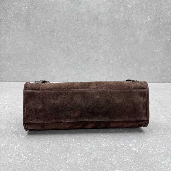 Balenciaga Le City Medium Suede Shoulder Bag in Caramel Suede
