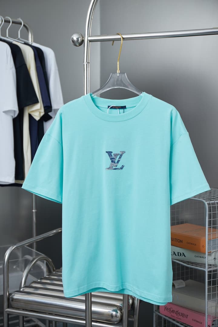 Louis Vuitton Denim Patchwork Rhinestone T-Shirt – 26SS Early Spring Collection in Black