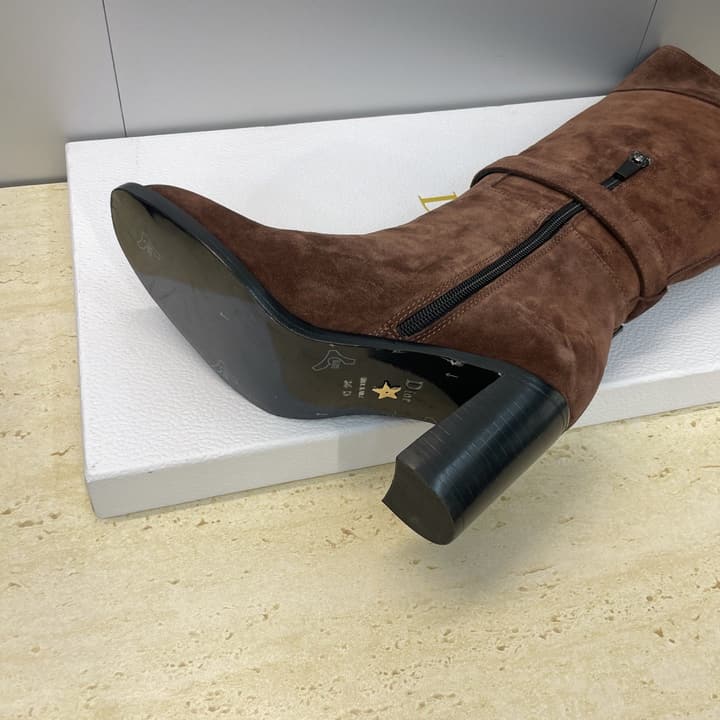 Dior D-Town Punk Chunky Heel Knight Boots – 2025FW in Black Leather
