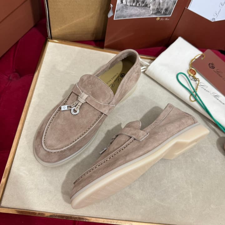 Loro Piana Summer Charms Walk Loafers – Kids Collection in Dusty Lavender Pink