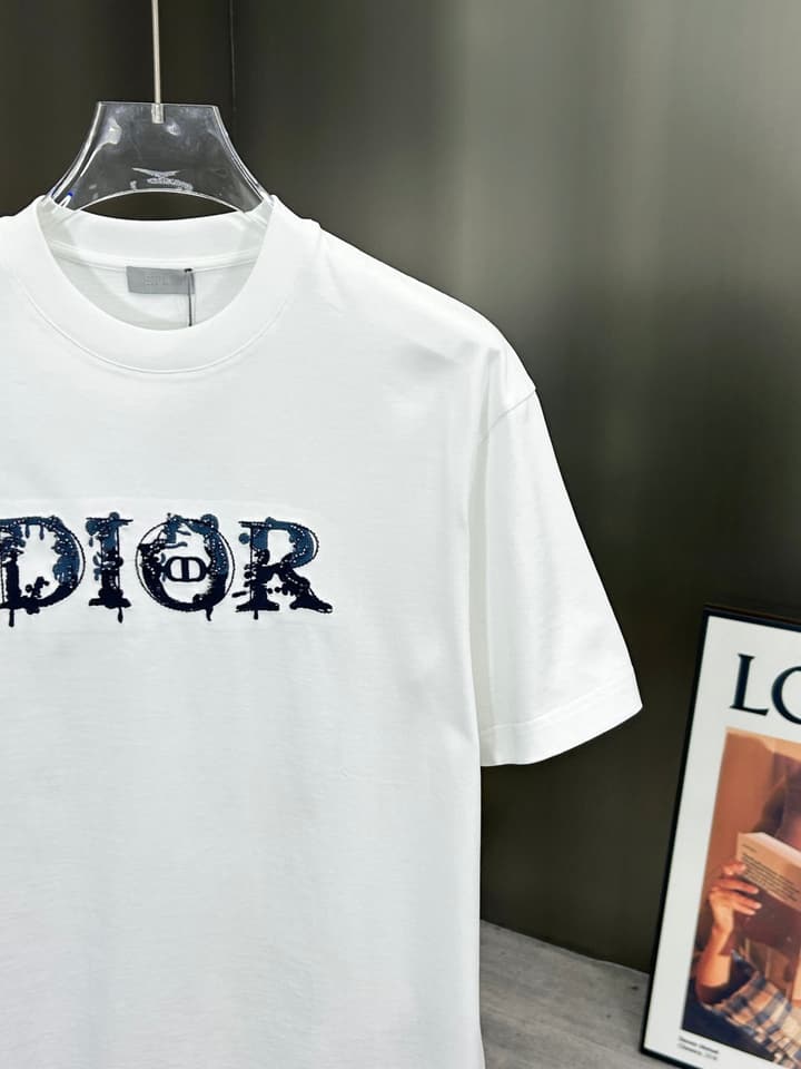 Dior 3D Logo High-Count Cotton T-Shirt – 2026SS in Black With Blue Graffiti Logo