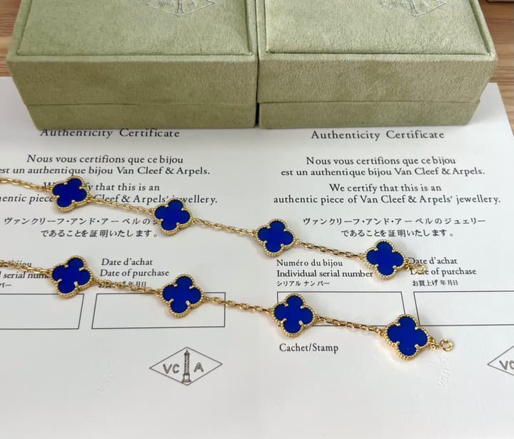 Van Cleef & Arpels Vintage Alhambra Blue Agate Bracelet