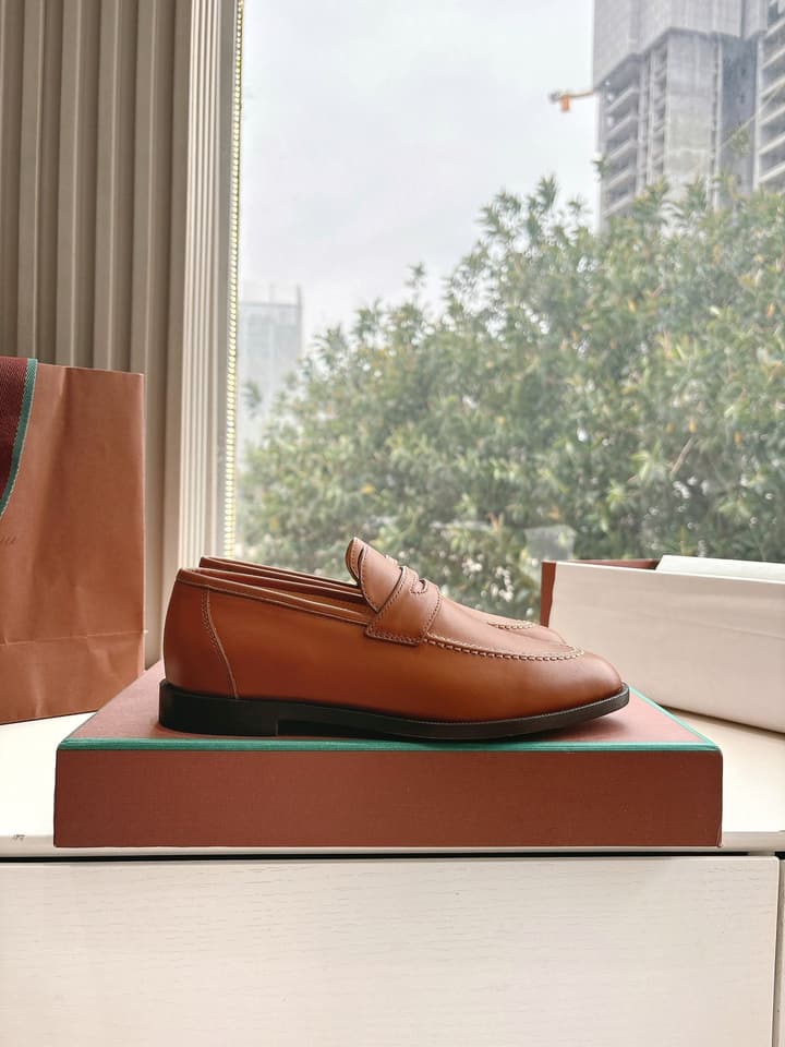 Loro Piana Classic Loafers in Burgundy Leather