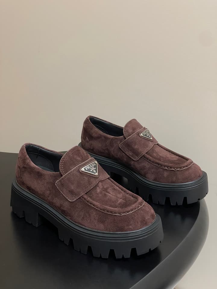 Prada Thick-Soled Platform Loafers – 25FW in Deep Gloss Black