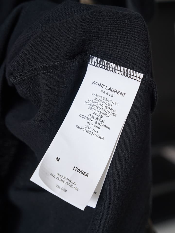 Saint Laurent YSL Embroidered Crewneck T-Shirt in Black