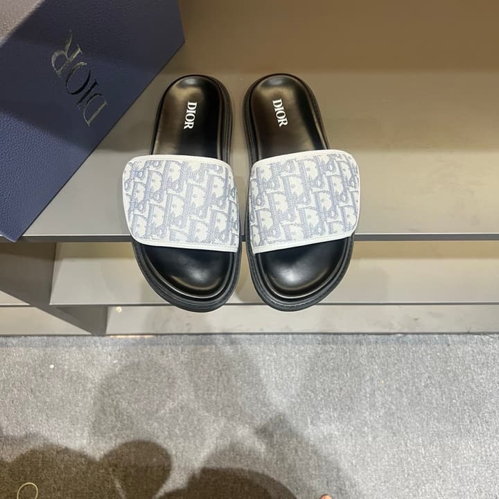 Dior Luxury Slides in Black Textured