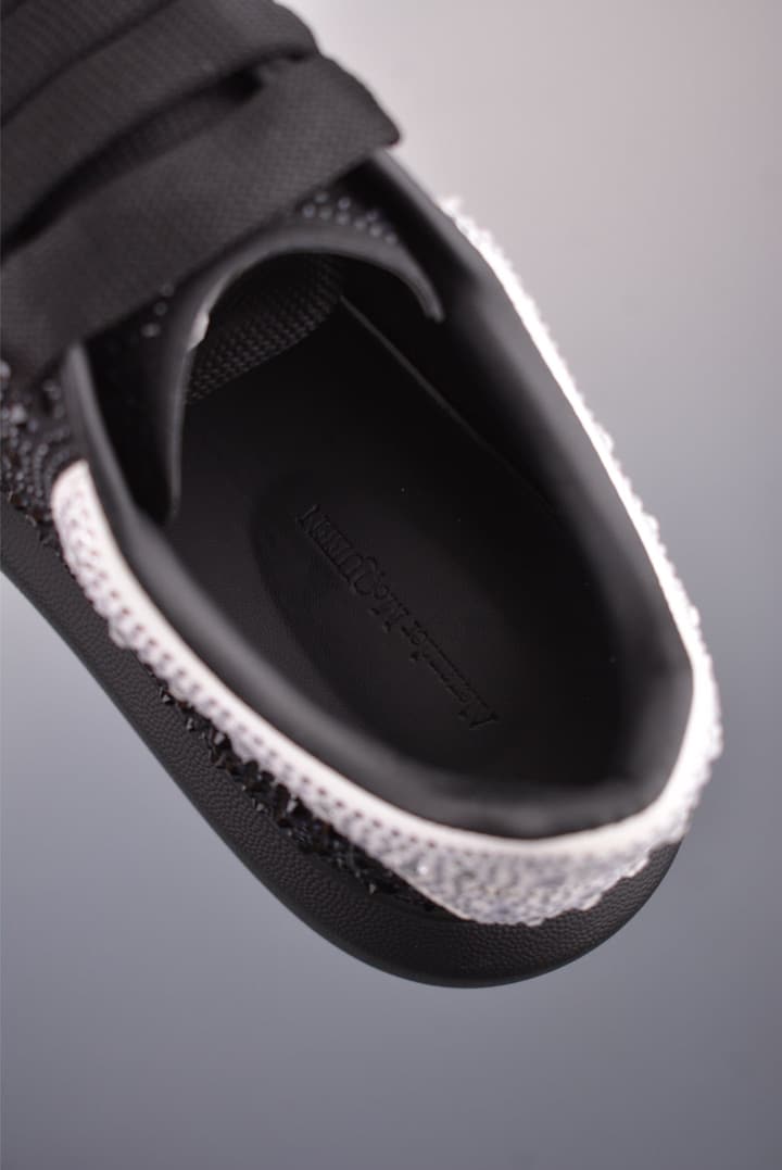 Alexander McQueen Rhinestone Sneakers in All Black Embossed