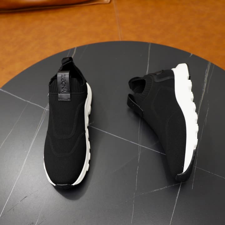 Zegna Flyknit Sneakers in Solid Black Knit