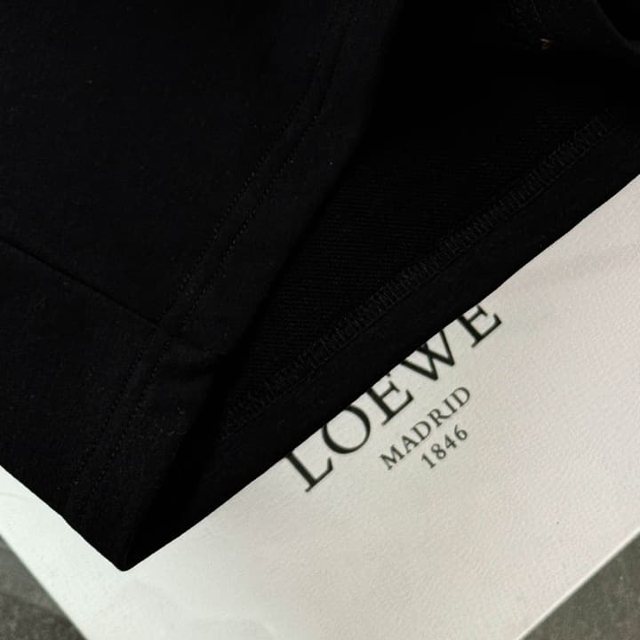 Loewe Classic Element Embroidered Shorts in Black With Blue Anagram Logo