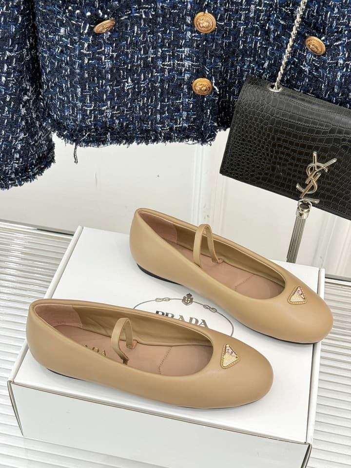 Prada Classic Mary Jane Flats in Cream