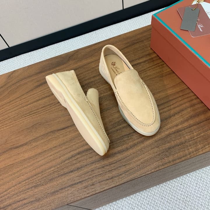 Loro Piana Glossy Cashmere Loafers in Blush Pink Suede