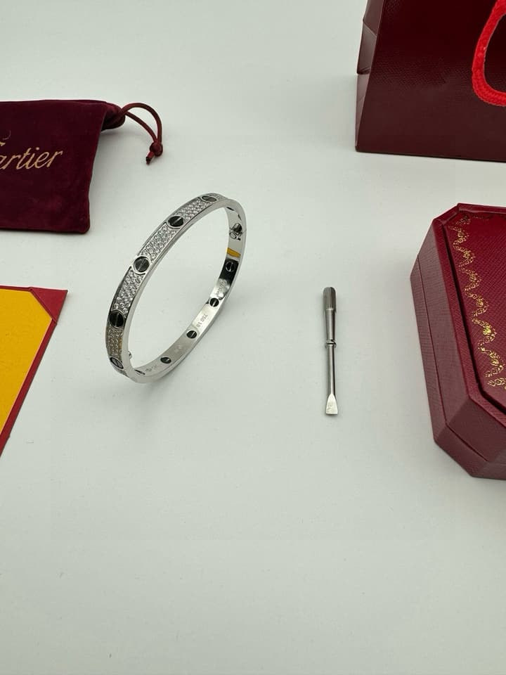 Cartier LOVE Pave Bracelet in Rose Gold Tone Bracelet