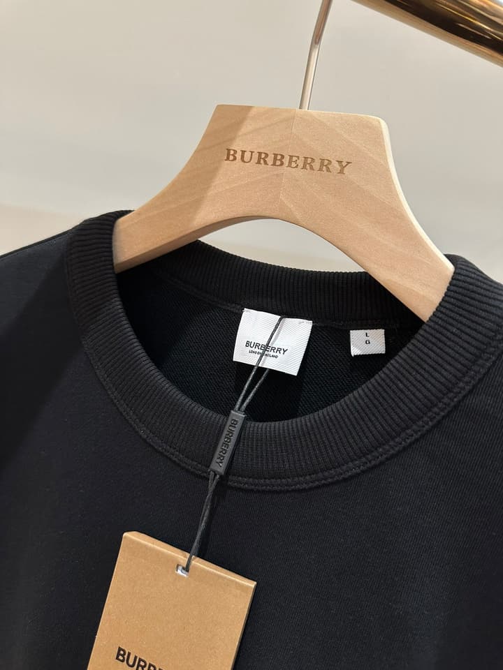 Burberry TB Monogram Cotton Crewneck Sweatshirt in Black Tb Crewneck
