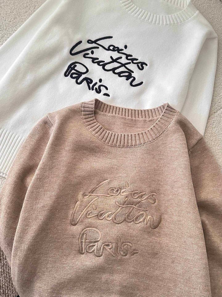 Louis Vuitton Embroidered Knit Sweater in Khaki