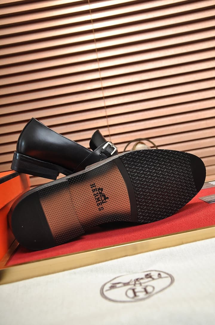 Hermès Leather Driving Shoes in Black