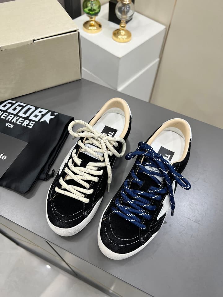 Golden Goose GGDB Star Distressed Sneakers in Black Suede