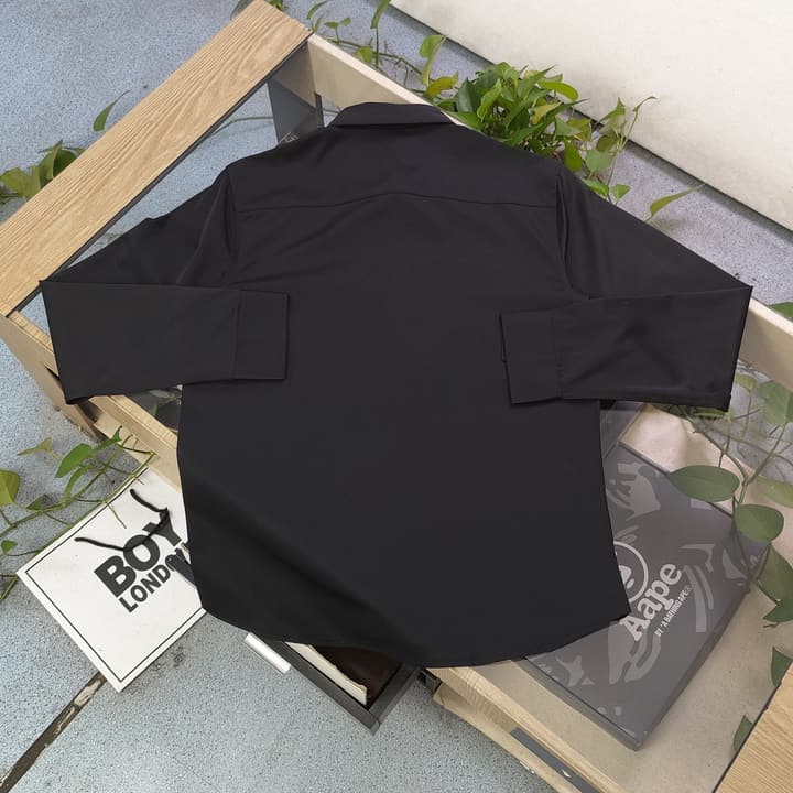 Louis Vuitton Flocked Logo Patchwork Long Sleeve Shirt – 2025 Collection in Black Flocked Monogram Shirt