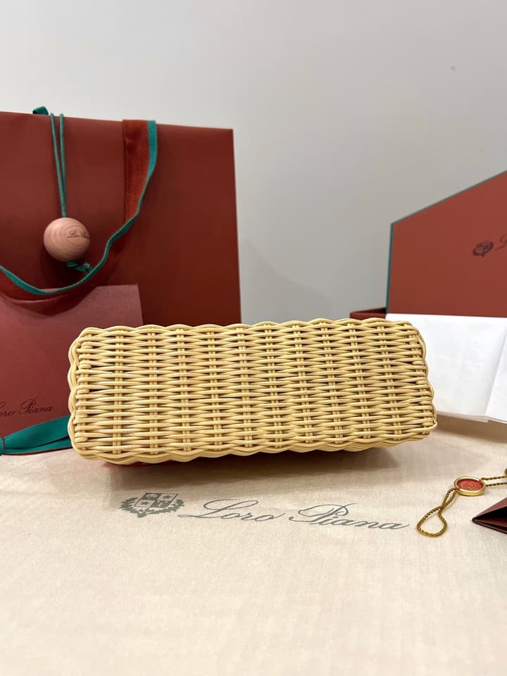 Loro Piana Extra Pocket L19 Woven Bamboo and Leather Bag in Cinnamon Orange