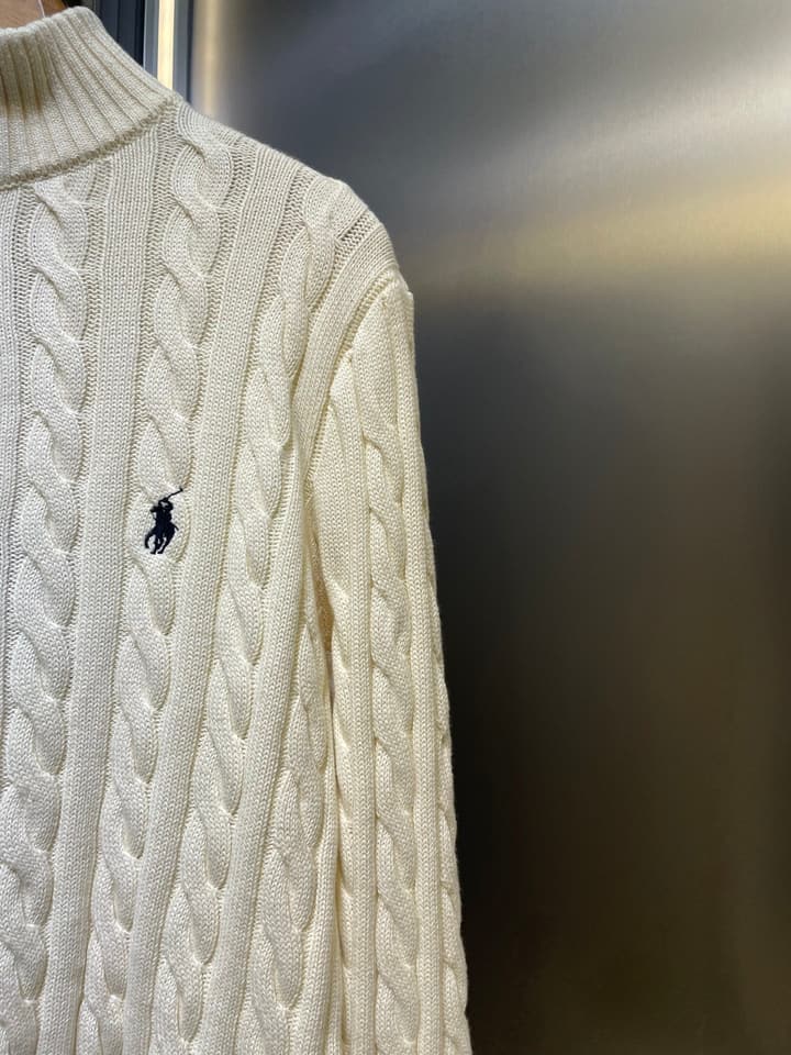 Ralph Lauren Cable Knit Half-Zip Sweater in Navy Blue