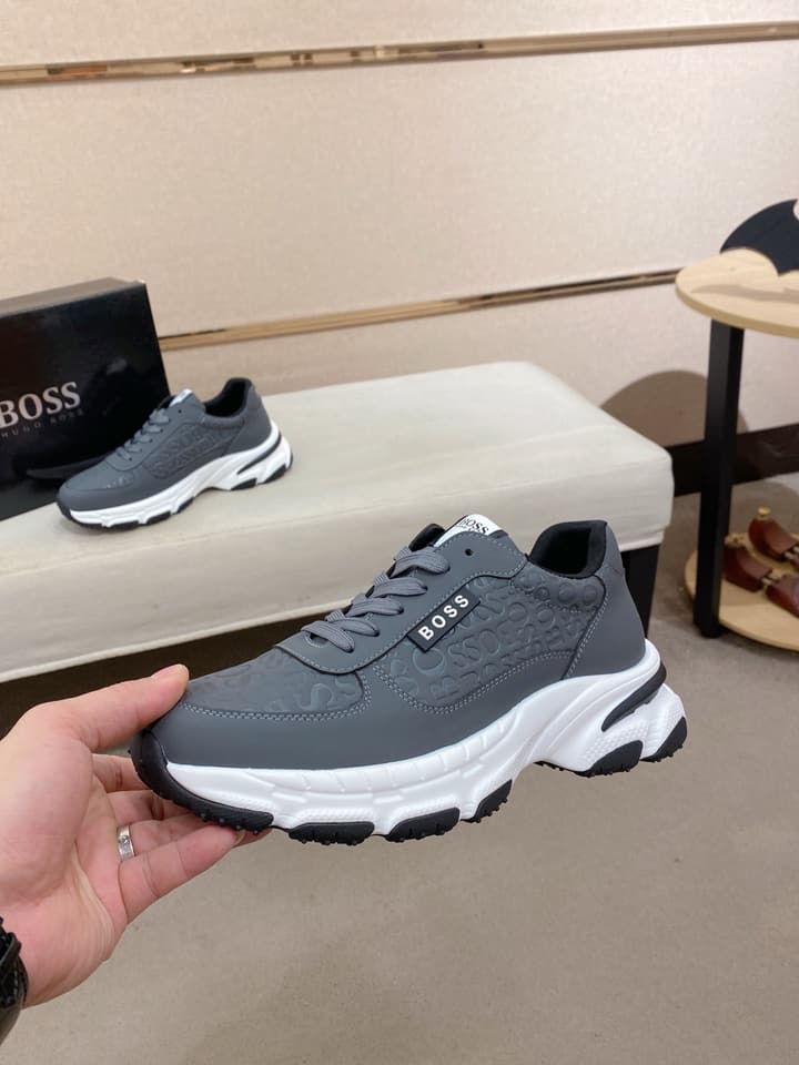 Boss Men's Casual Leather Sneakers in Blue