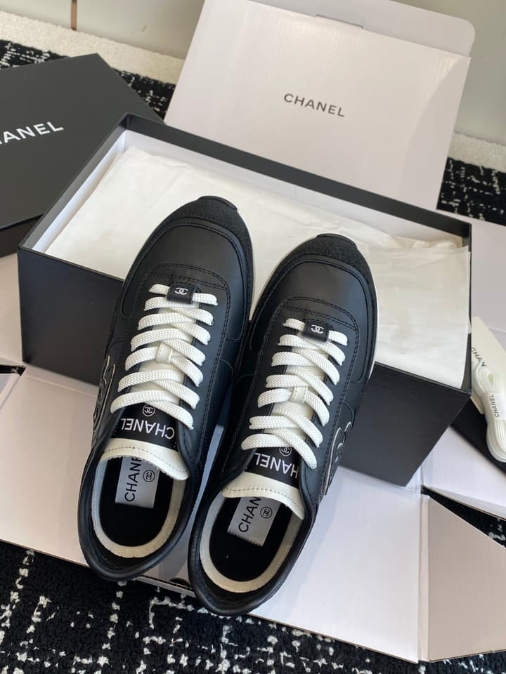 Chanel Panda Platform Sneakers – 2025SS in Black With White Laces