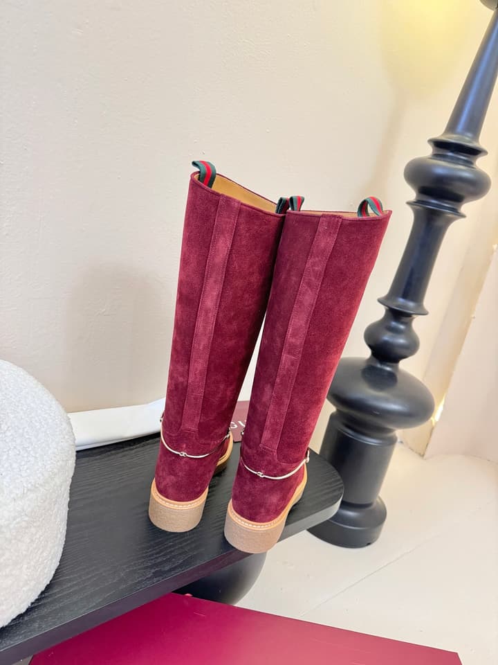 Gucci Runway Velvet Boots in Black Suede