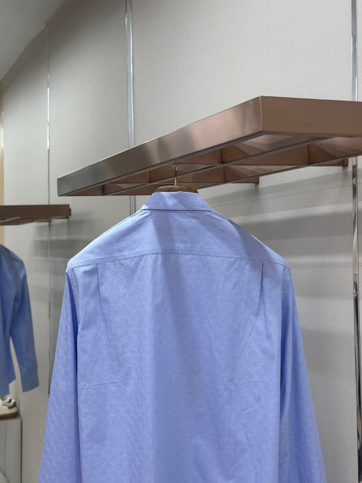 Louis Vuitton Jacquard Long-Sleeve Shirt in Light Blue Jacquard
