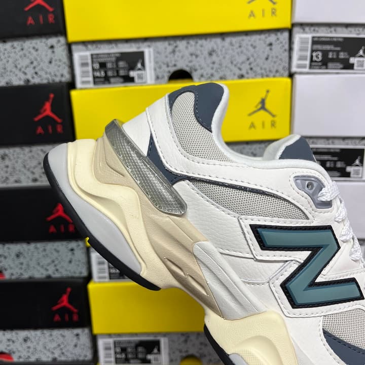 New Balance NB9060 Retro Running Shoes in Cream Teal