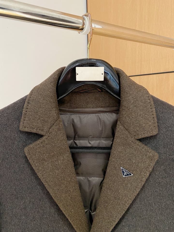 Prada Men's Wool Kensington Coat – 2025FW in Charcoal Gray Wool Coat