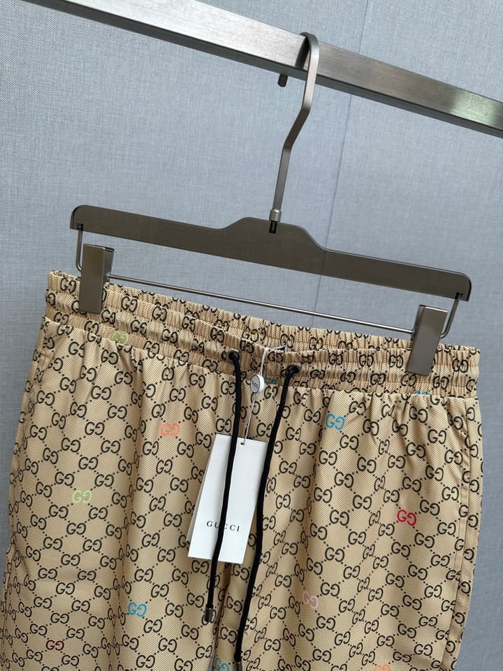 Gucci Men's Casual Beach Shorts – 2025SS in Beige GG Monogram