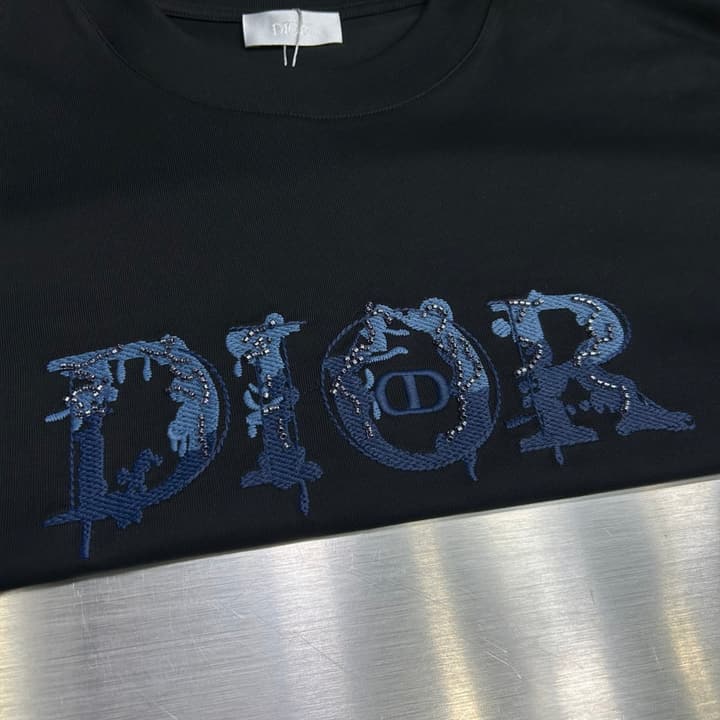 Dior 3D Logo High-Count Cotton T-Shirt – 2026SS in Black With Blue Graffiti Logo